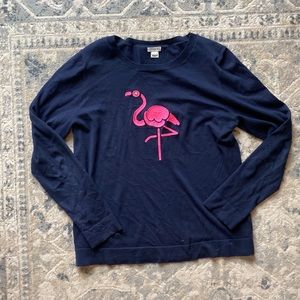 Jcrew navy & flamingo sweater